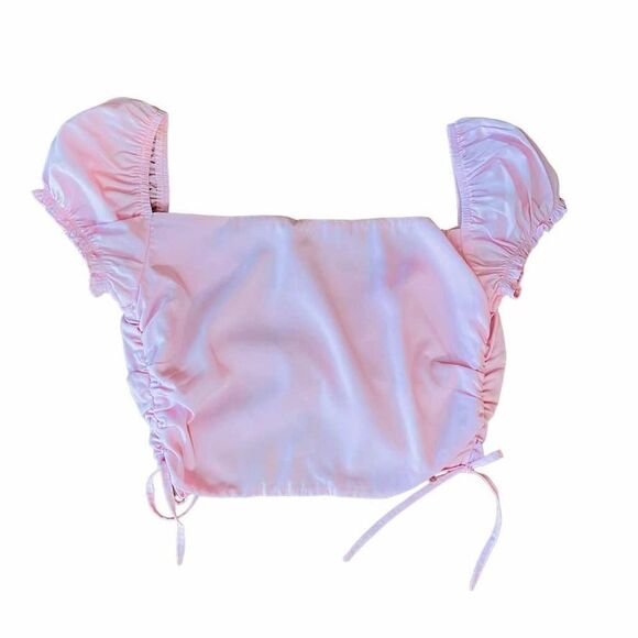 Tiger Mist Crop Top Ruffle Side Tie Sweetheart Neckline Medium NWT - Picture 4 of 4